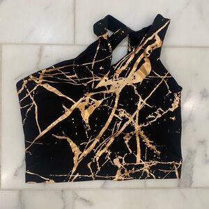 Beyond Yoga Black and Gold Foil Bra